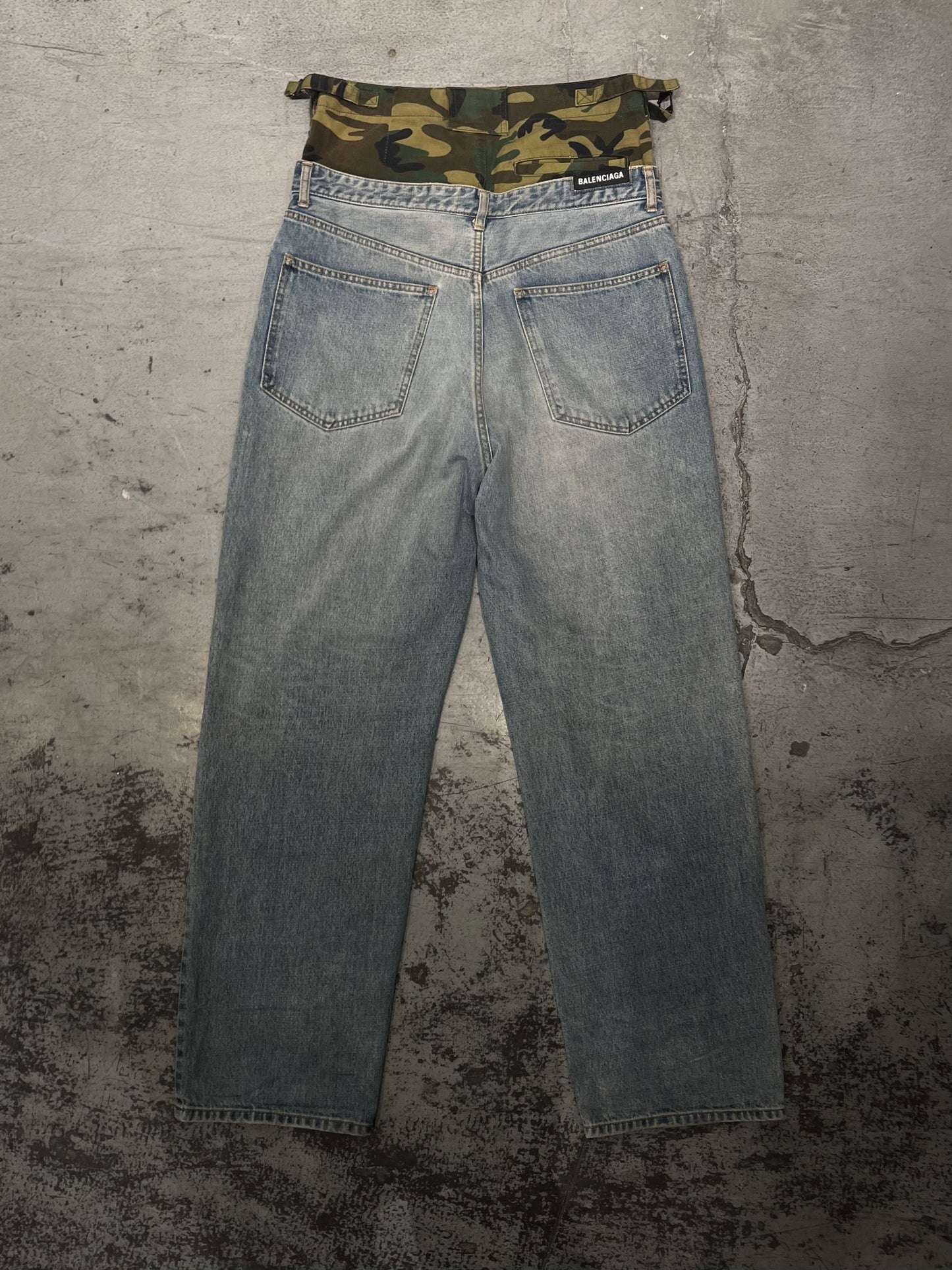 Balenciaga FW21 Double Waisted Camo Denim