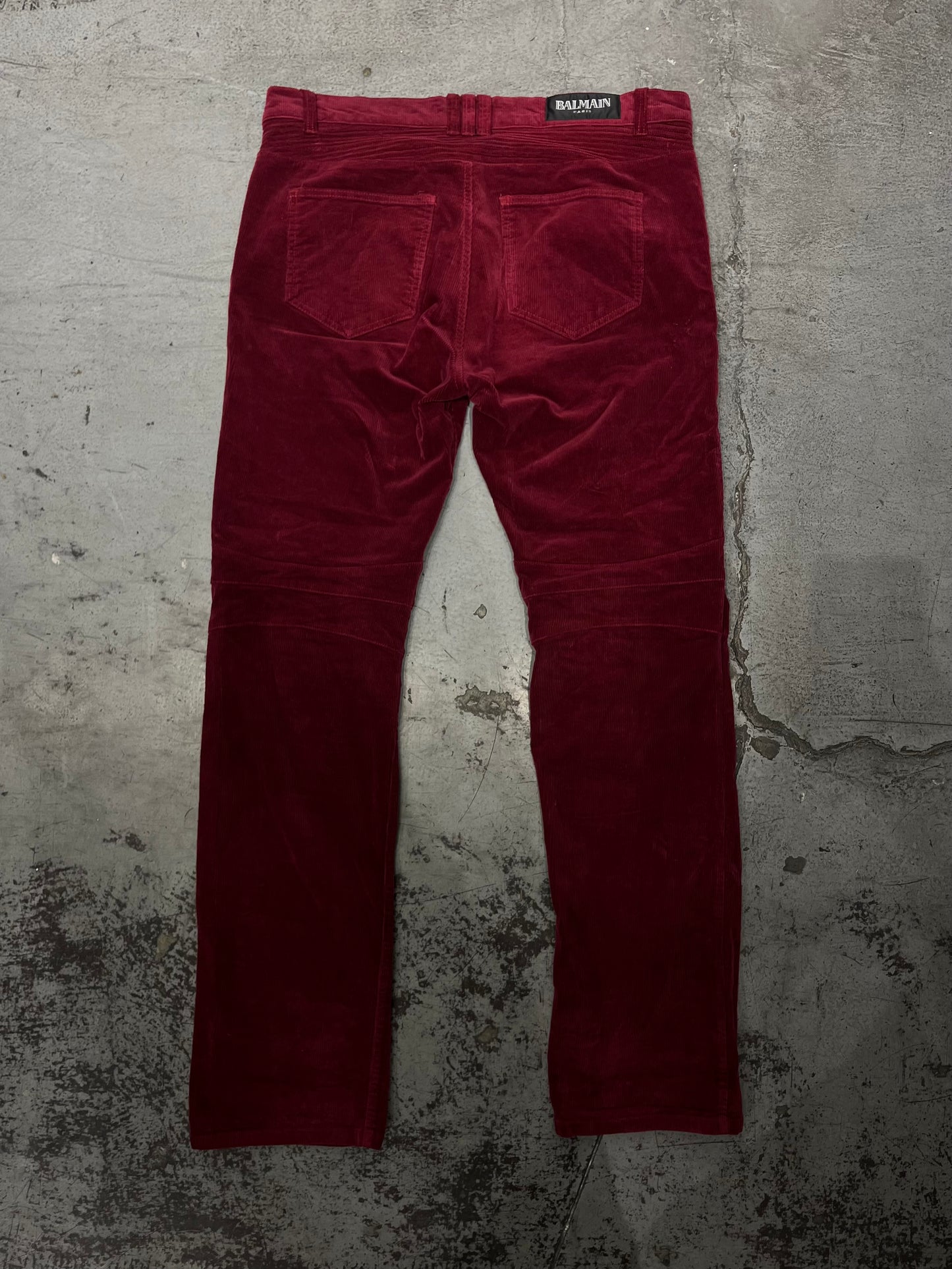 Balmain Velvet Corduroy Double Zip Biker Jeans