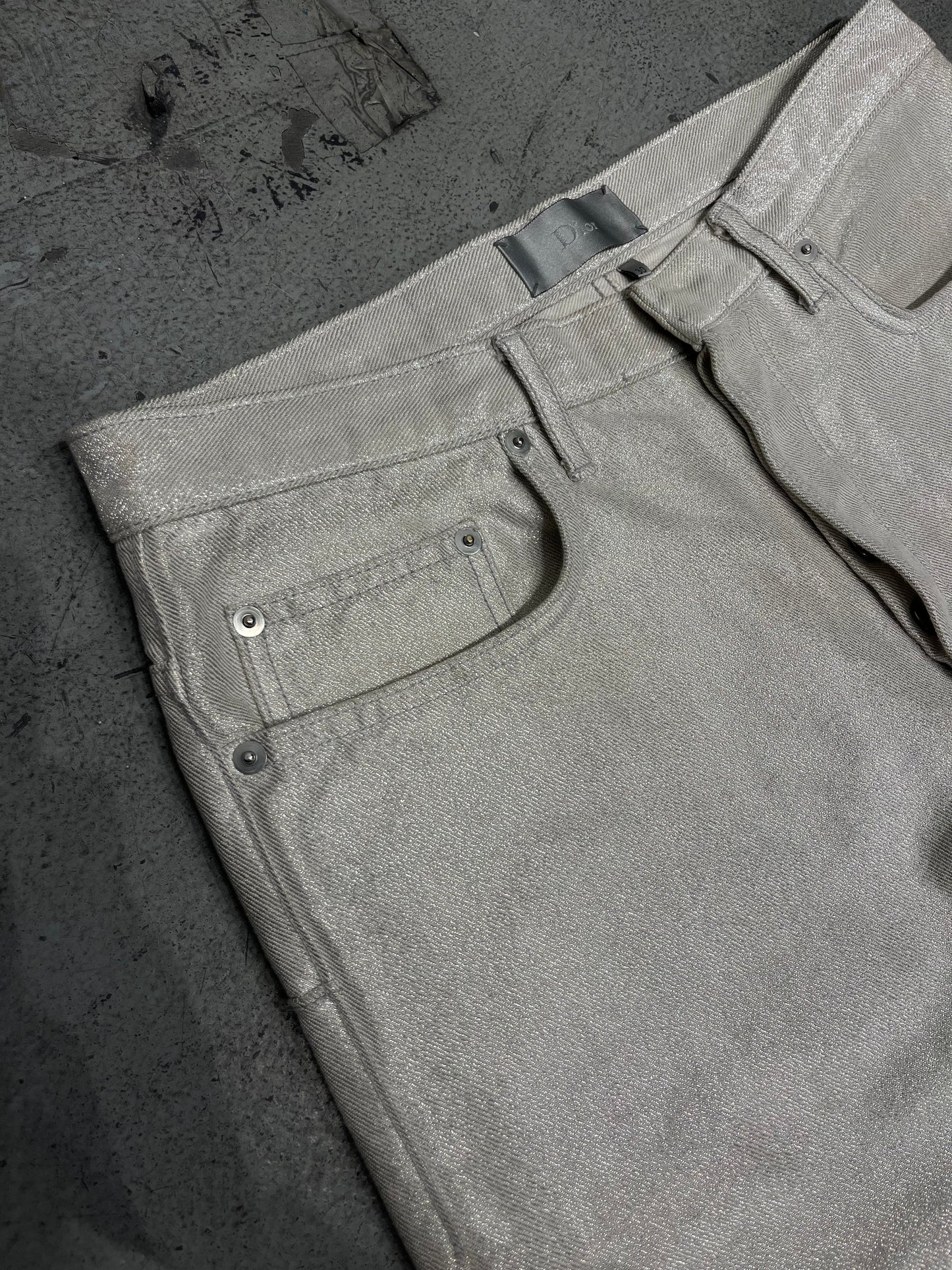 Dior SS07 By Hedi Slimane Shiny Silver Jeans