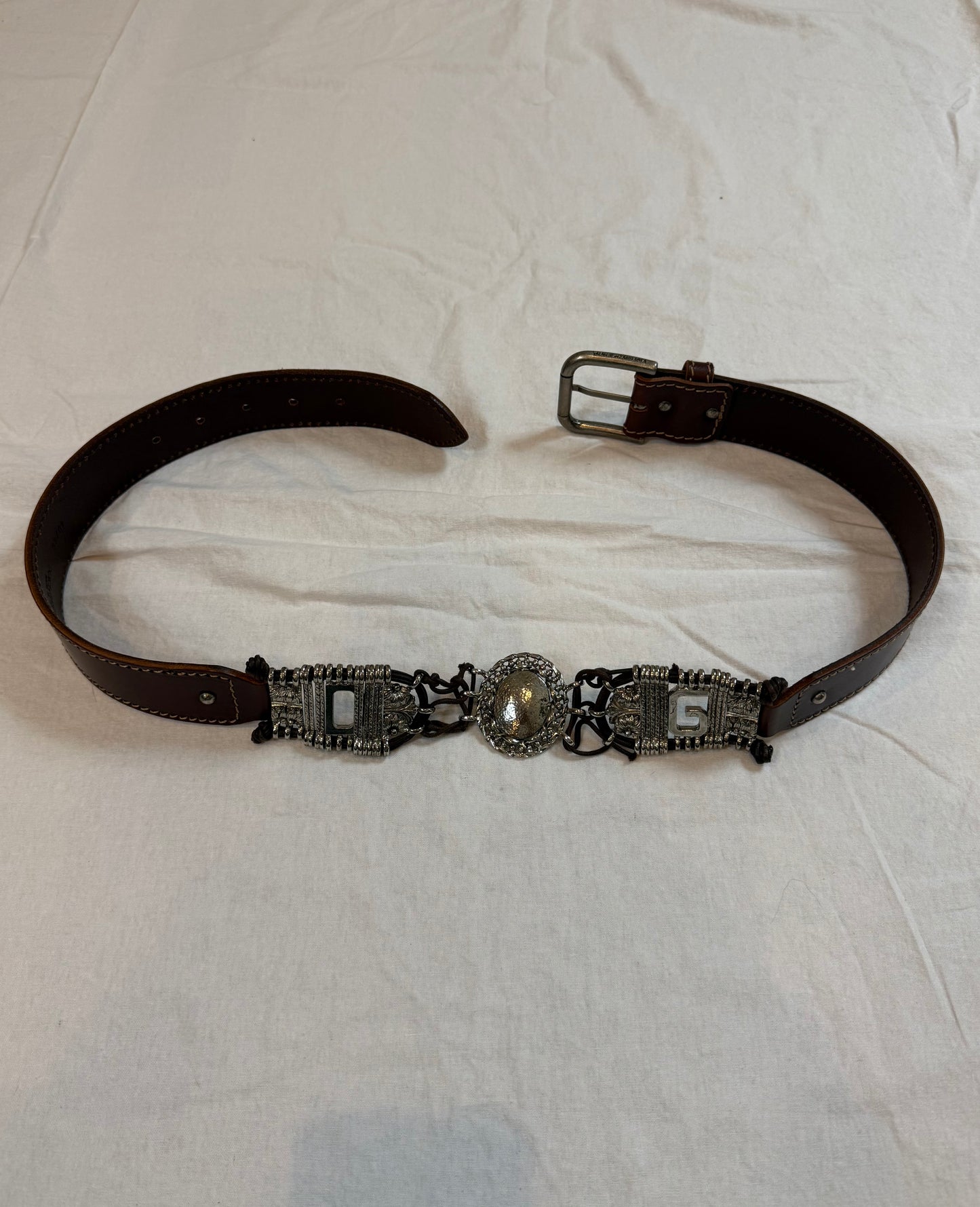 Dolce & Gabbana Western Sliver Calf Leather Belt