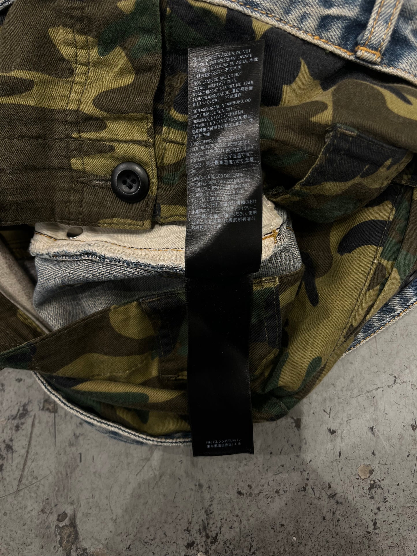 Balenciaga FW21 Double Waisted Camo Denim