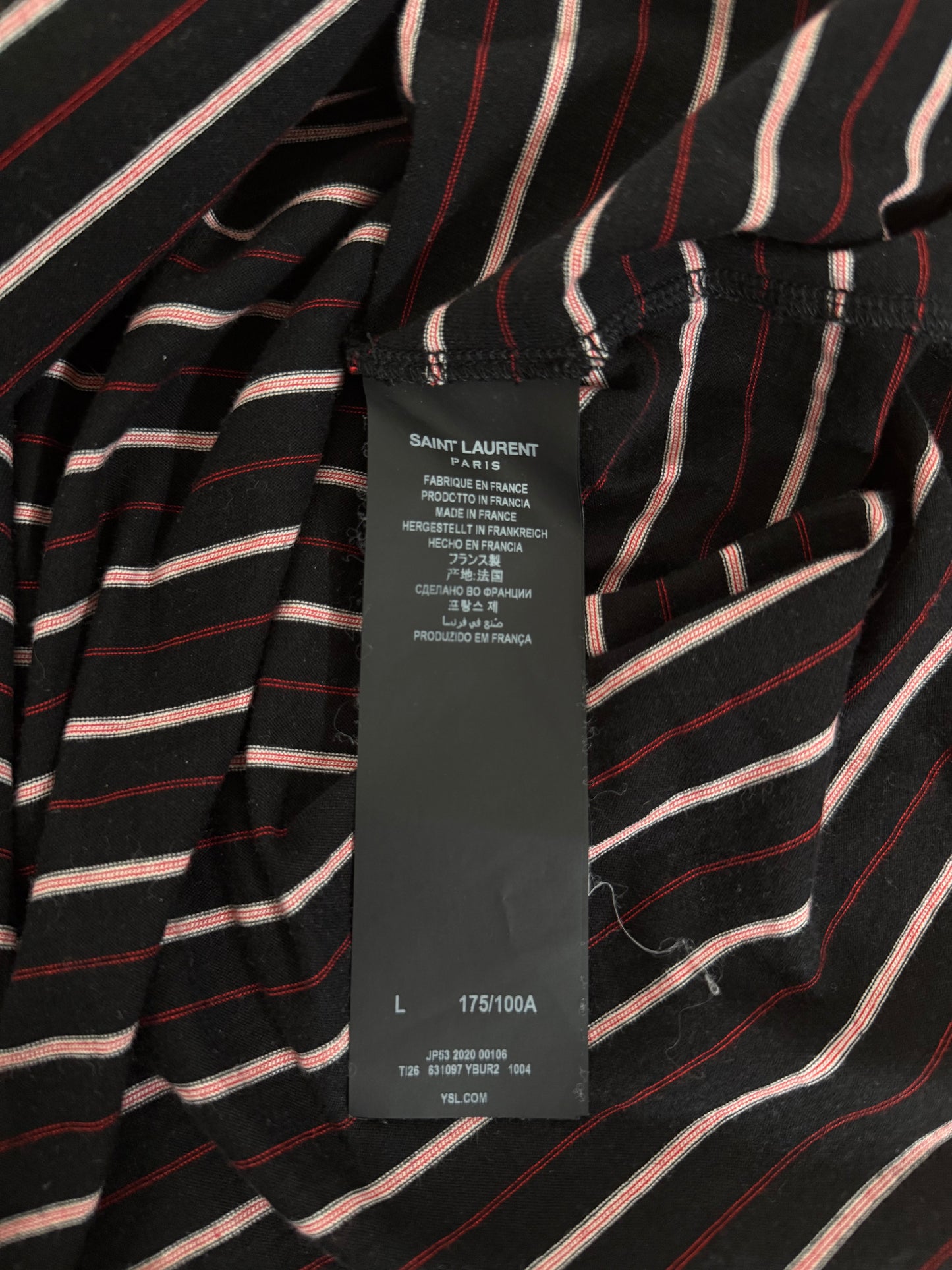 SAINT LAURENT SS20 STRIPED POCKET T-SHIRT