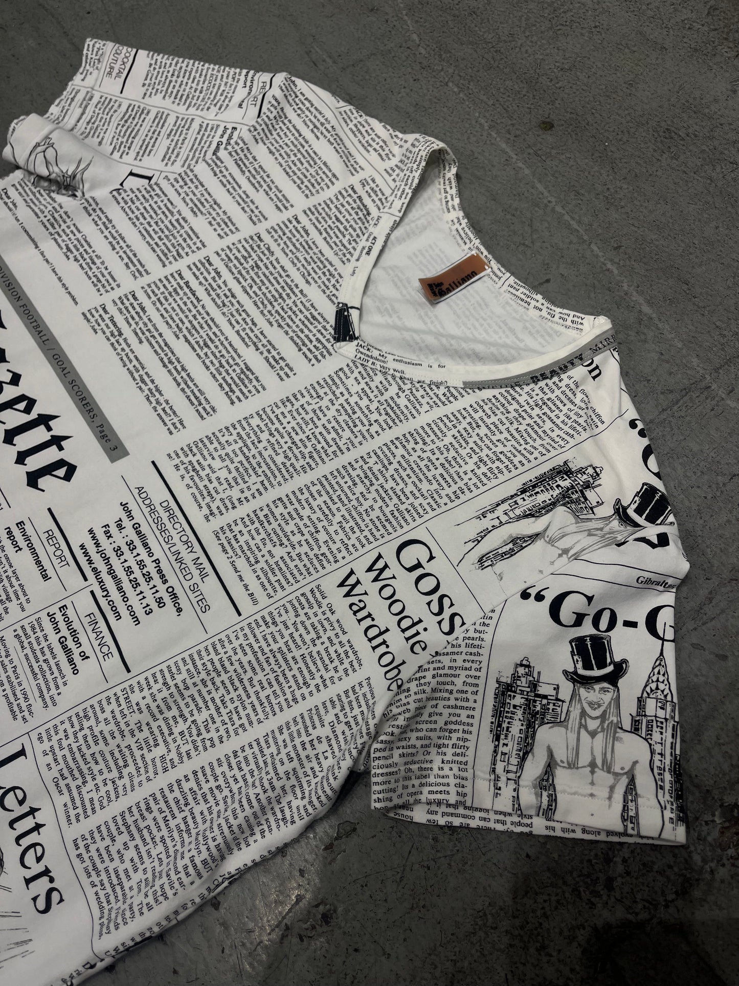 John Galliano Newspaper Print T-Shirt