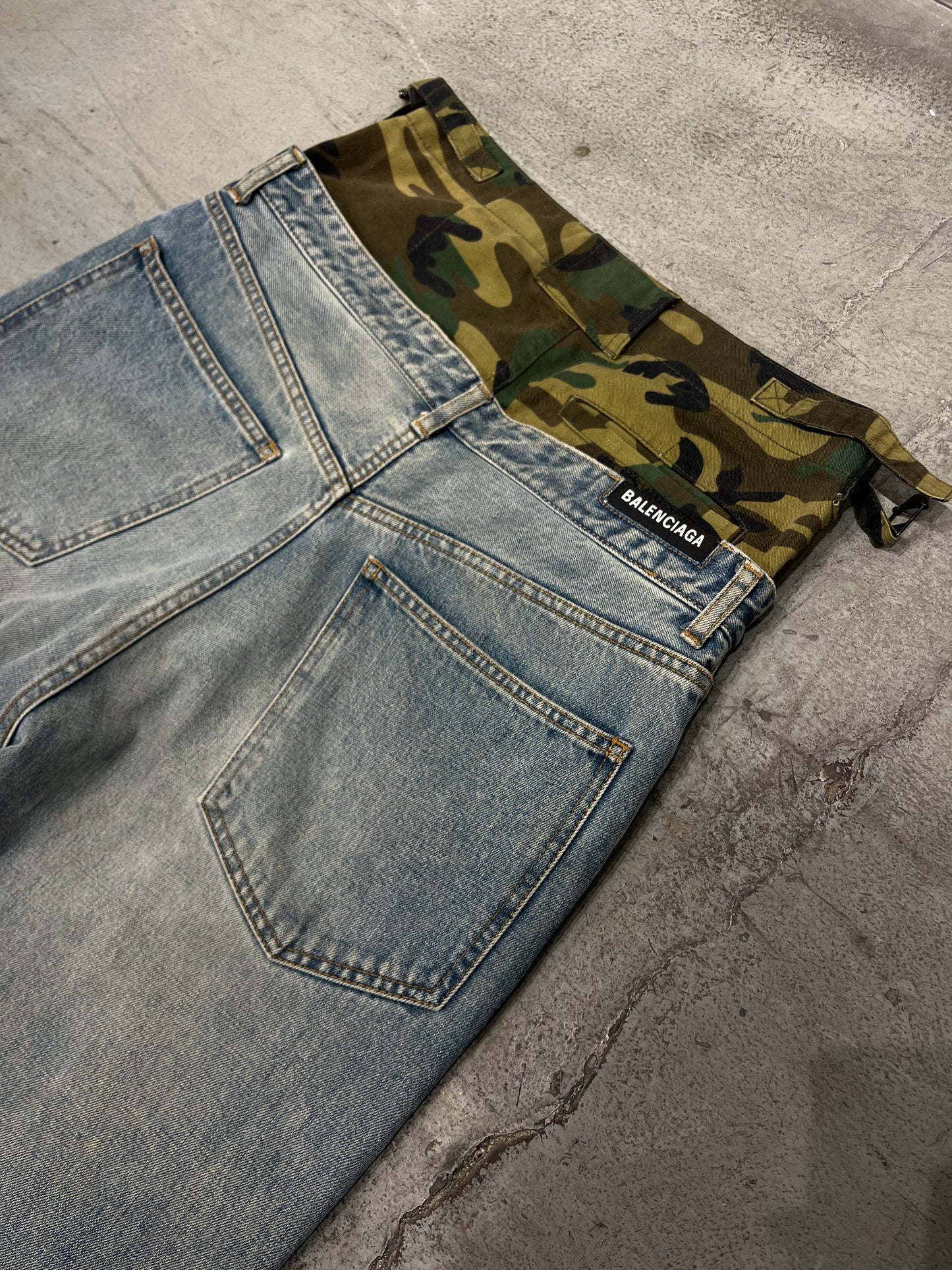 Balenciaga FW21 Double Waisted Camo Denim