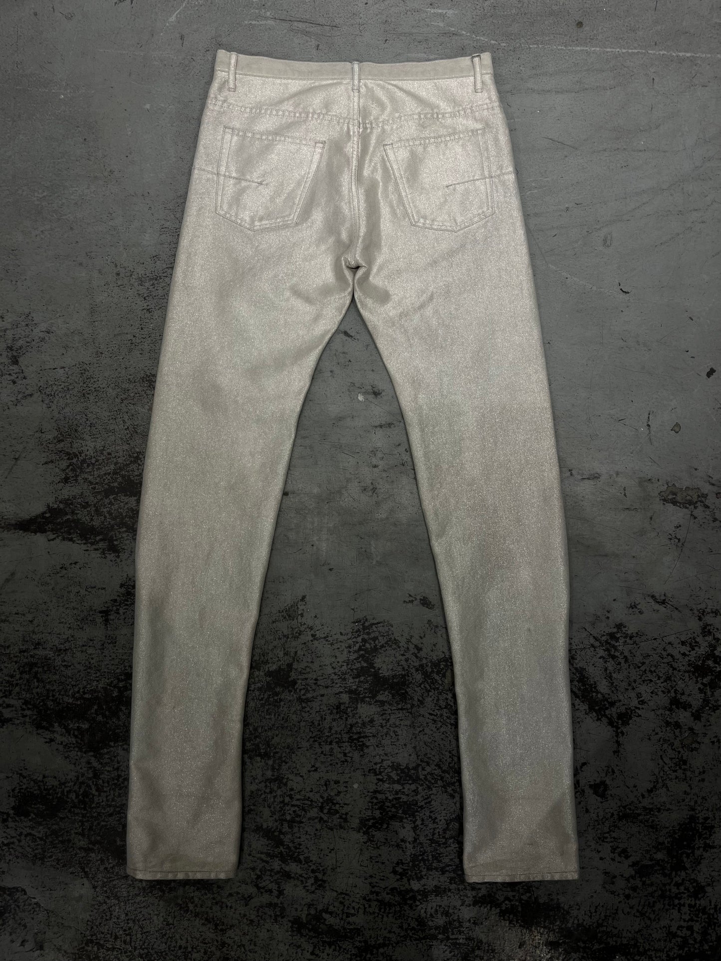 Dior SS07 By Hedi Slimane Shiny Silver Jeans