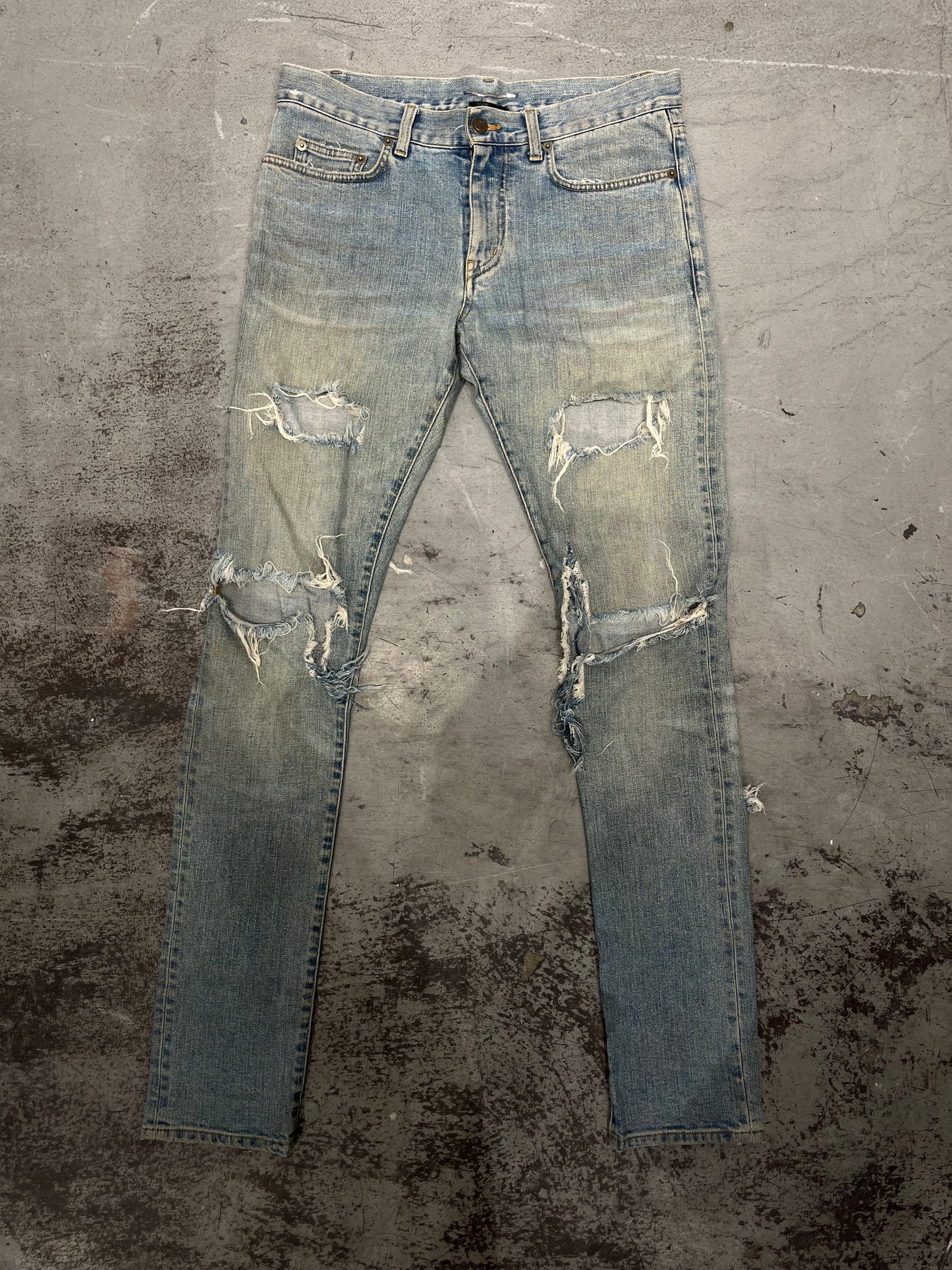 SAINT LAURENT FW14 by Hedi Slimane Distressed Crash D02 Denim