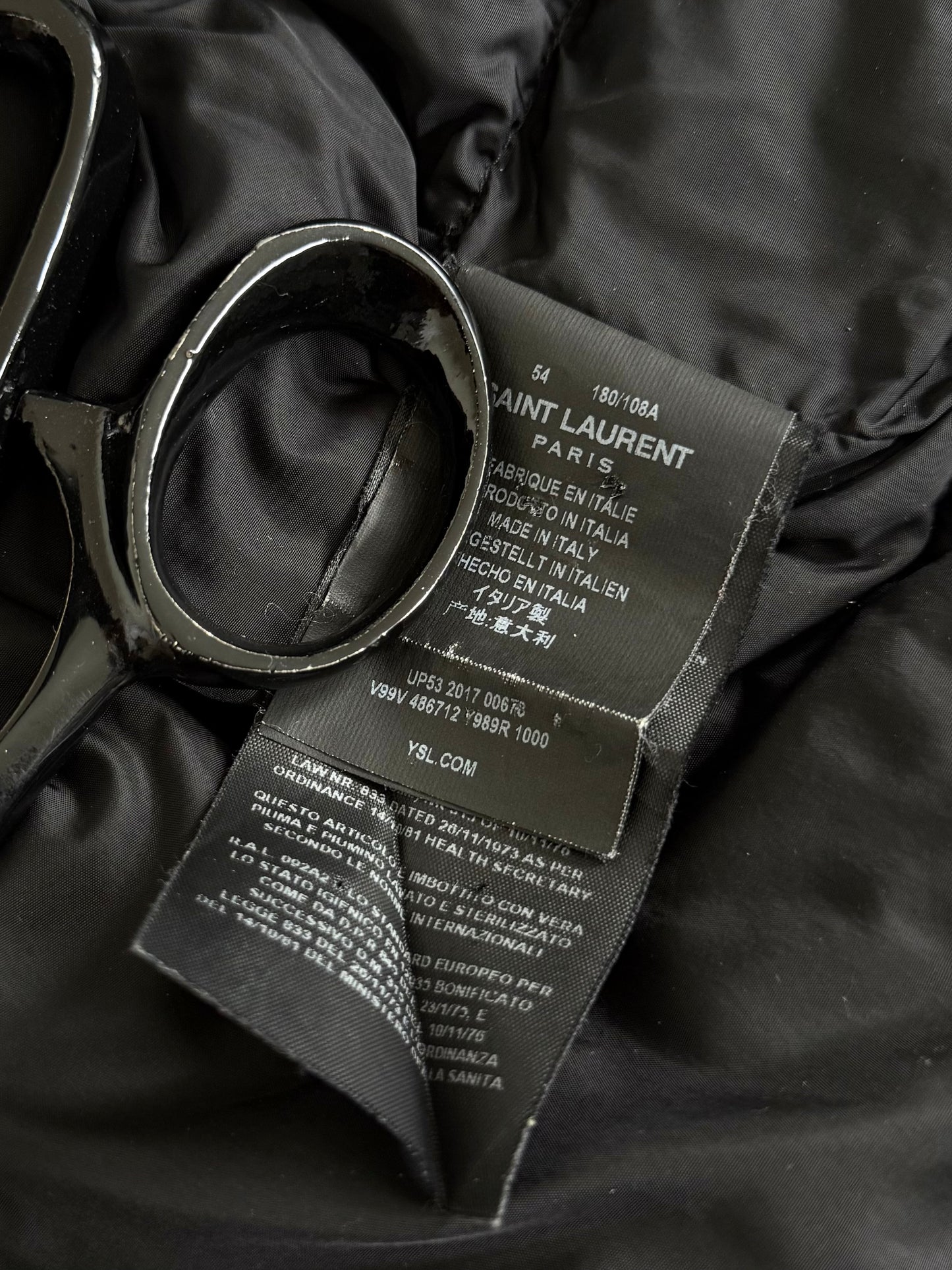 SAINT LAURENT FW17 “Bad Lieutenant” Quilted Down Jacket