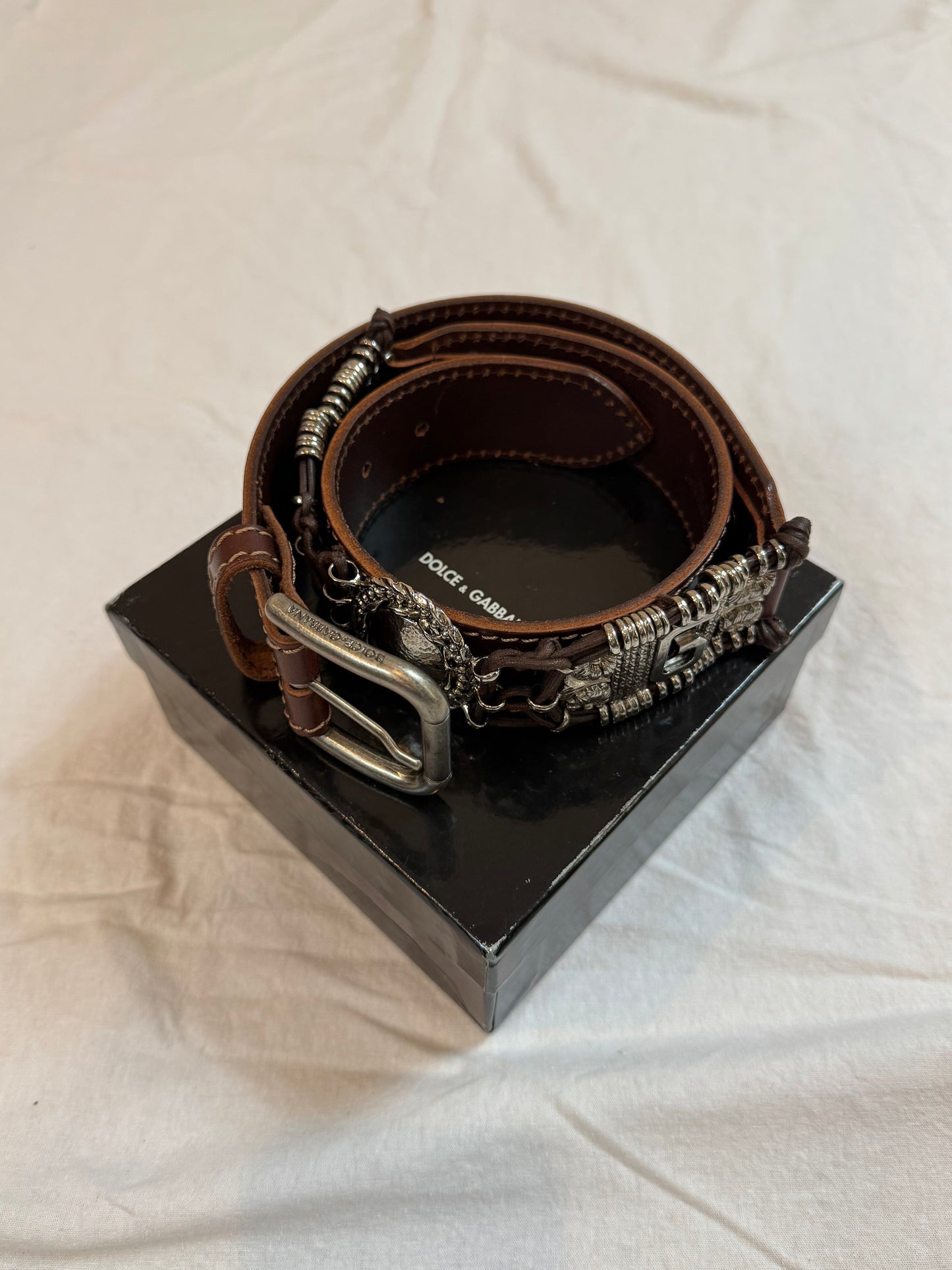 Dolce & Gabbana Western Sliver Calf Leather Belt