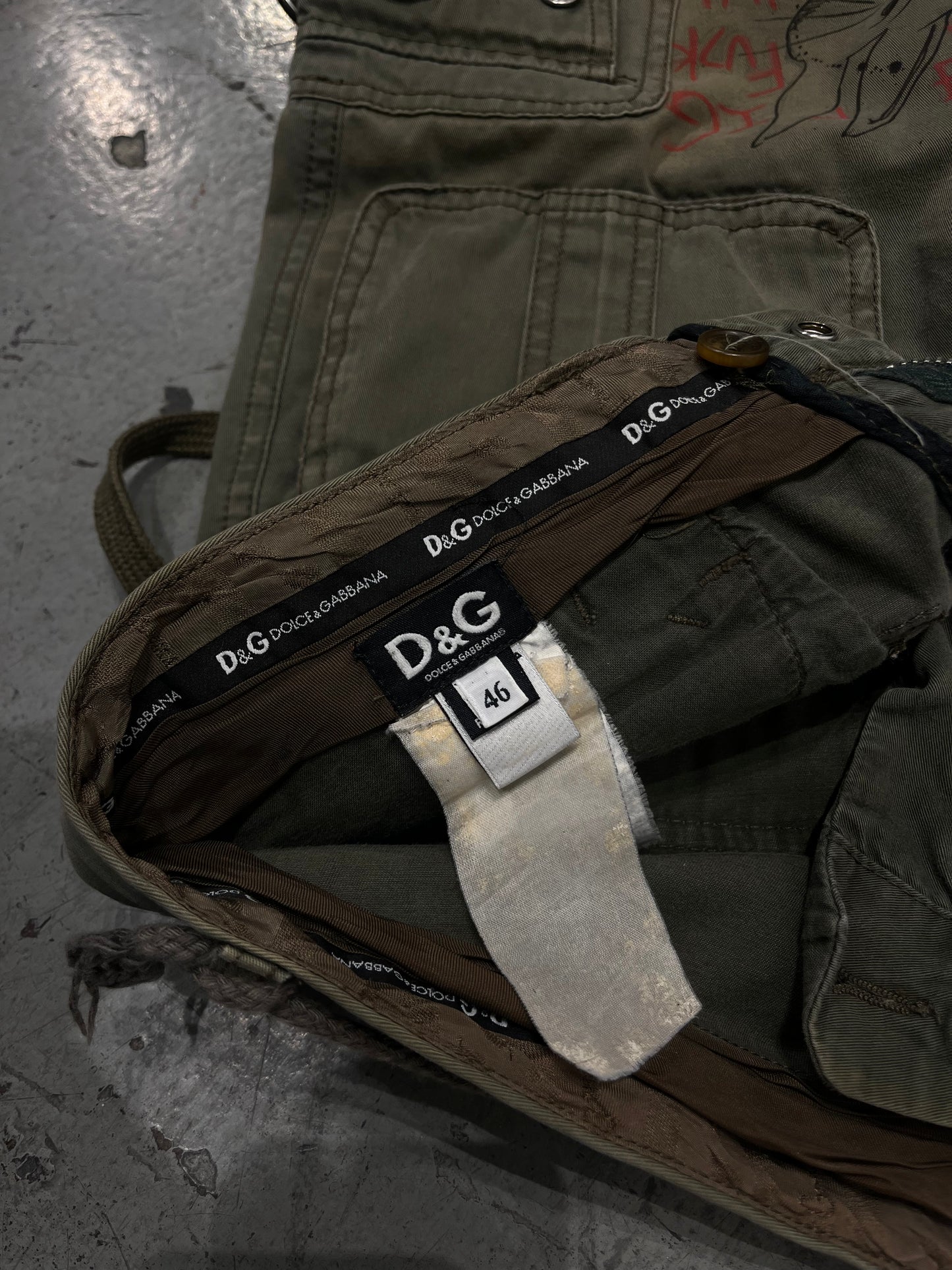 Dolce & Gabbana Bondage Custom Art Cargo Pants