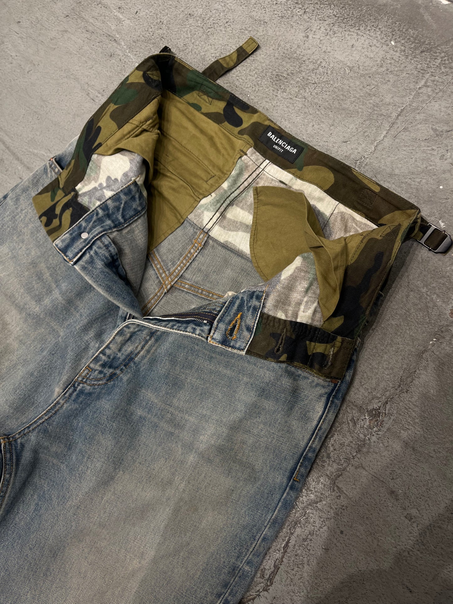 Balenciaga FW21 Double Waisted Camo Denim