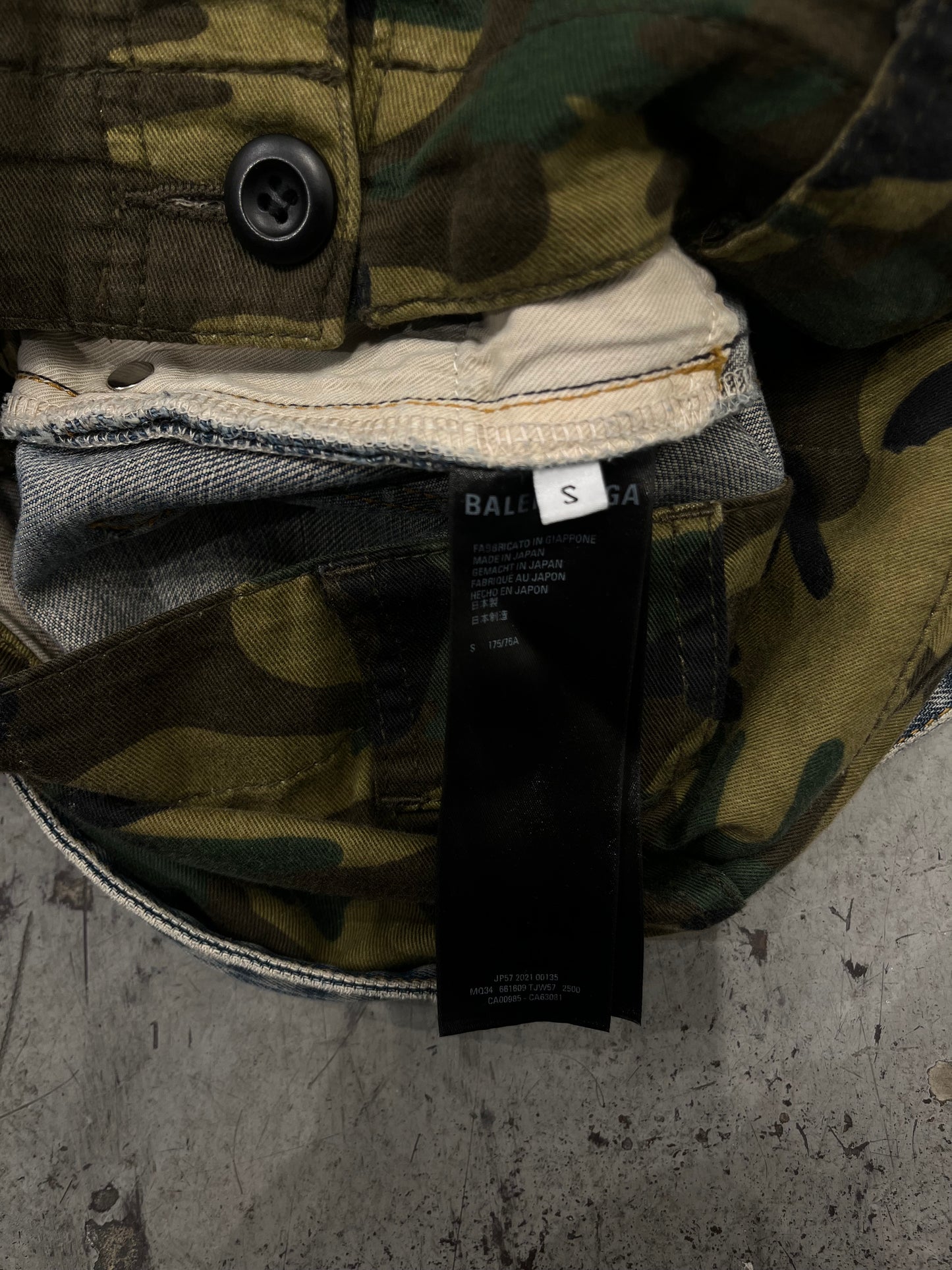 Balenciaga FW21 Double Waisted Camo Denim