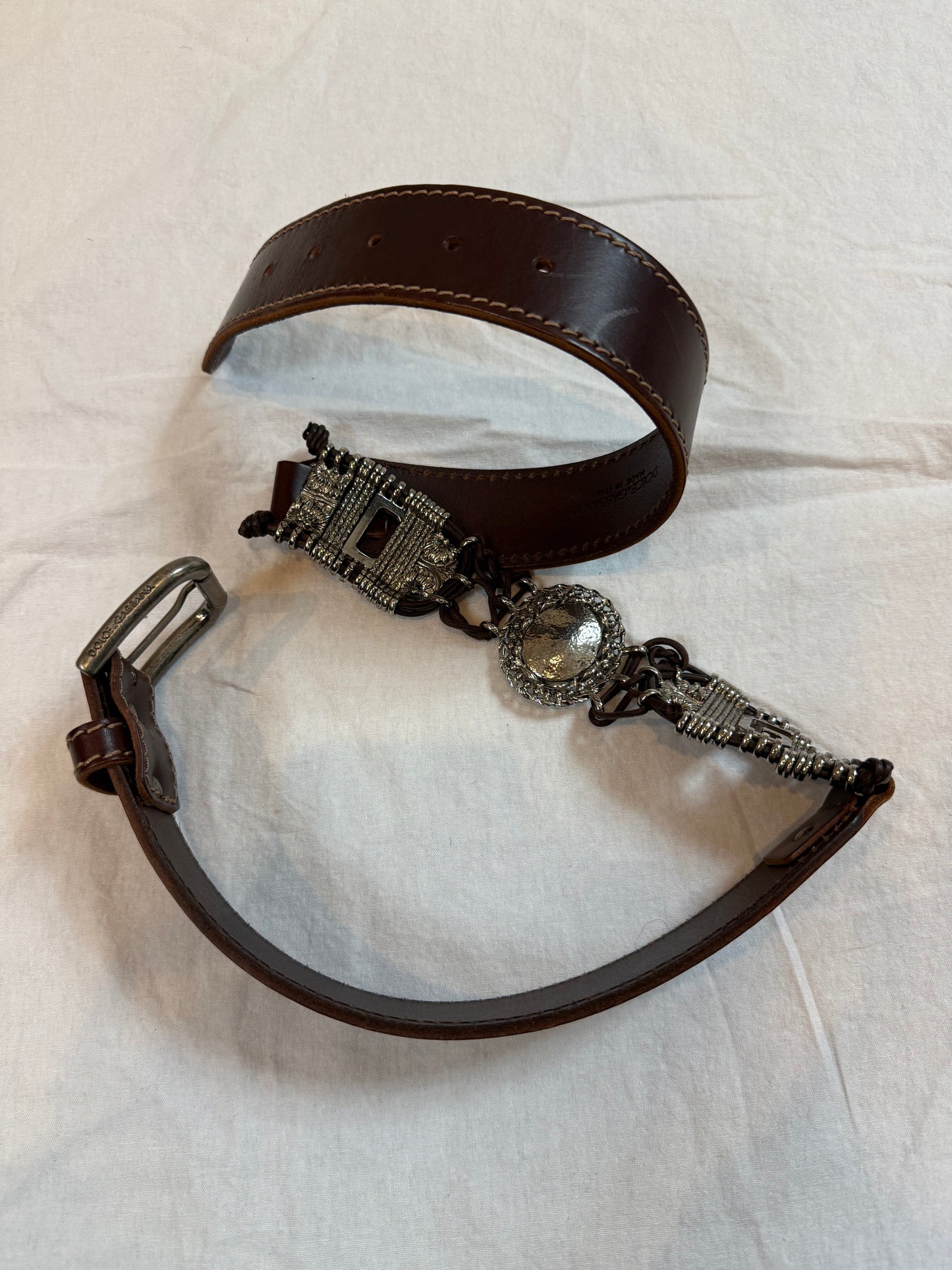 Dolce & Gabbana Western Sliver Calf Leather Belt