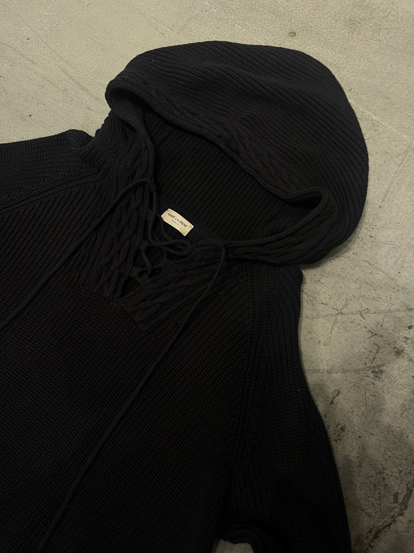 Saint Laurent FW18 Lace Knit Hoodie