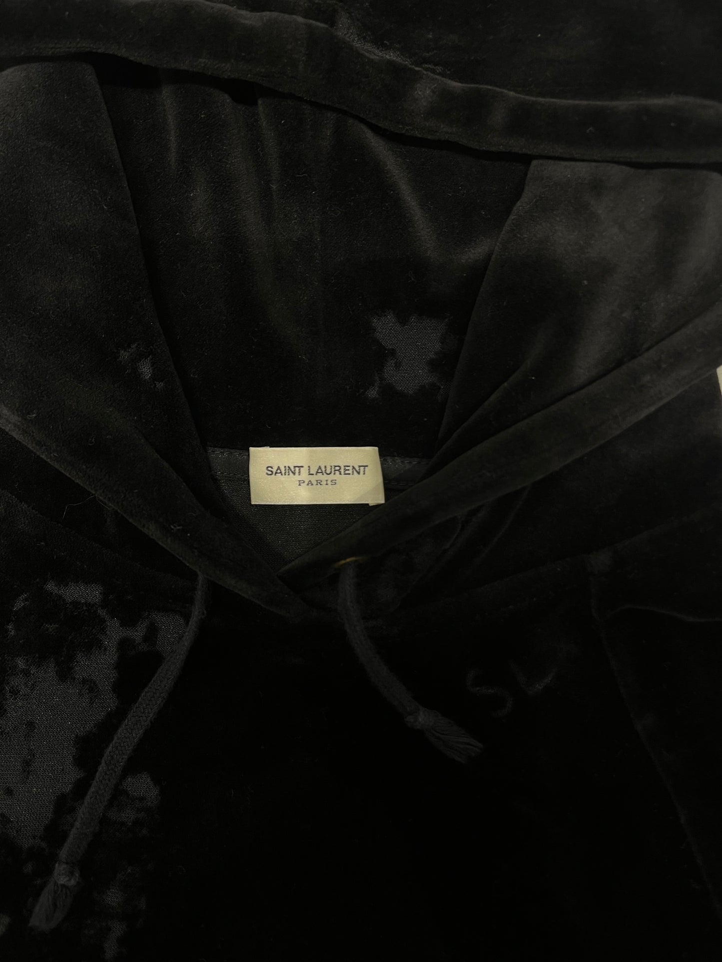 SAINT LAURENT AW18 Distressed Velvet Hoodie