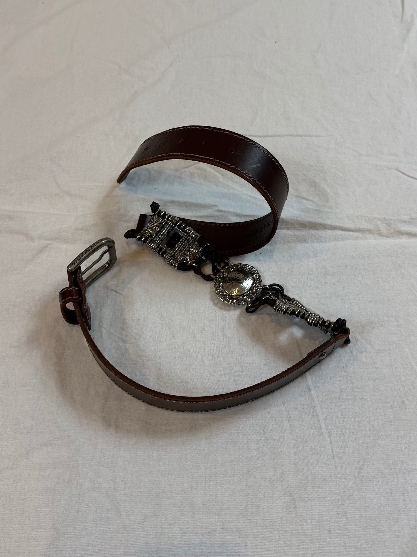 Dolce & Gabbana Western Sliver Calf Leather Belt