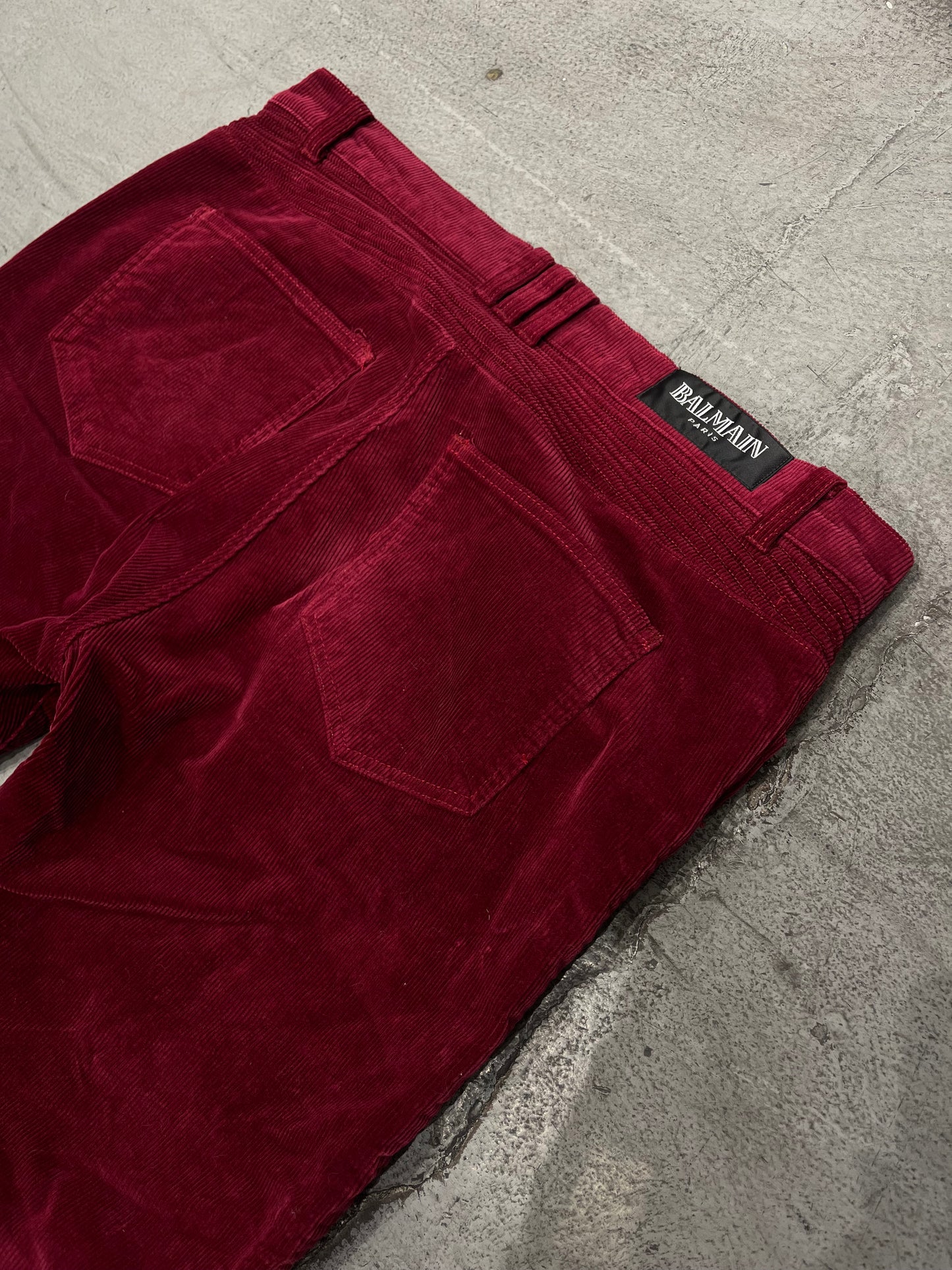 Balmain Velvet Corduroy Double Zip Biker Jeans
