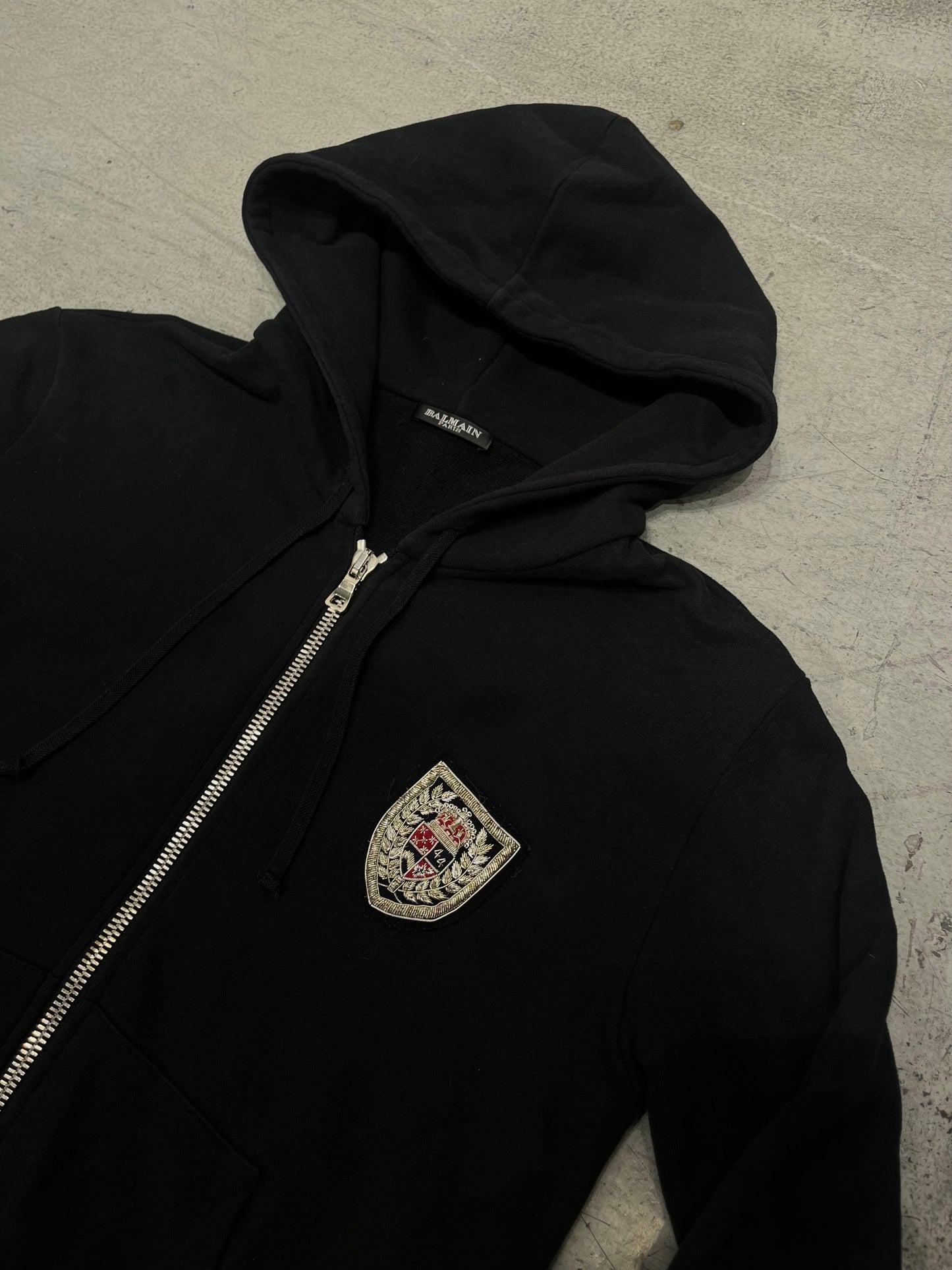 Balmain FW12 by Decarnin Patch Zip-Up Hoodie