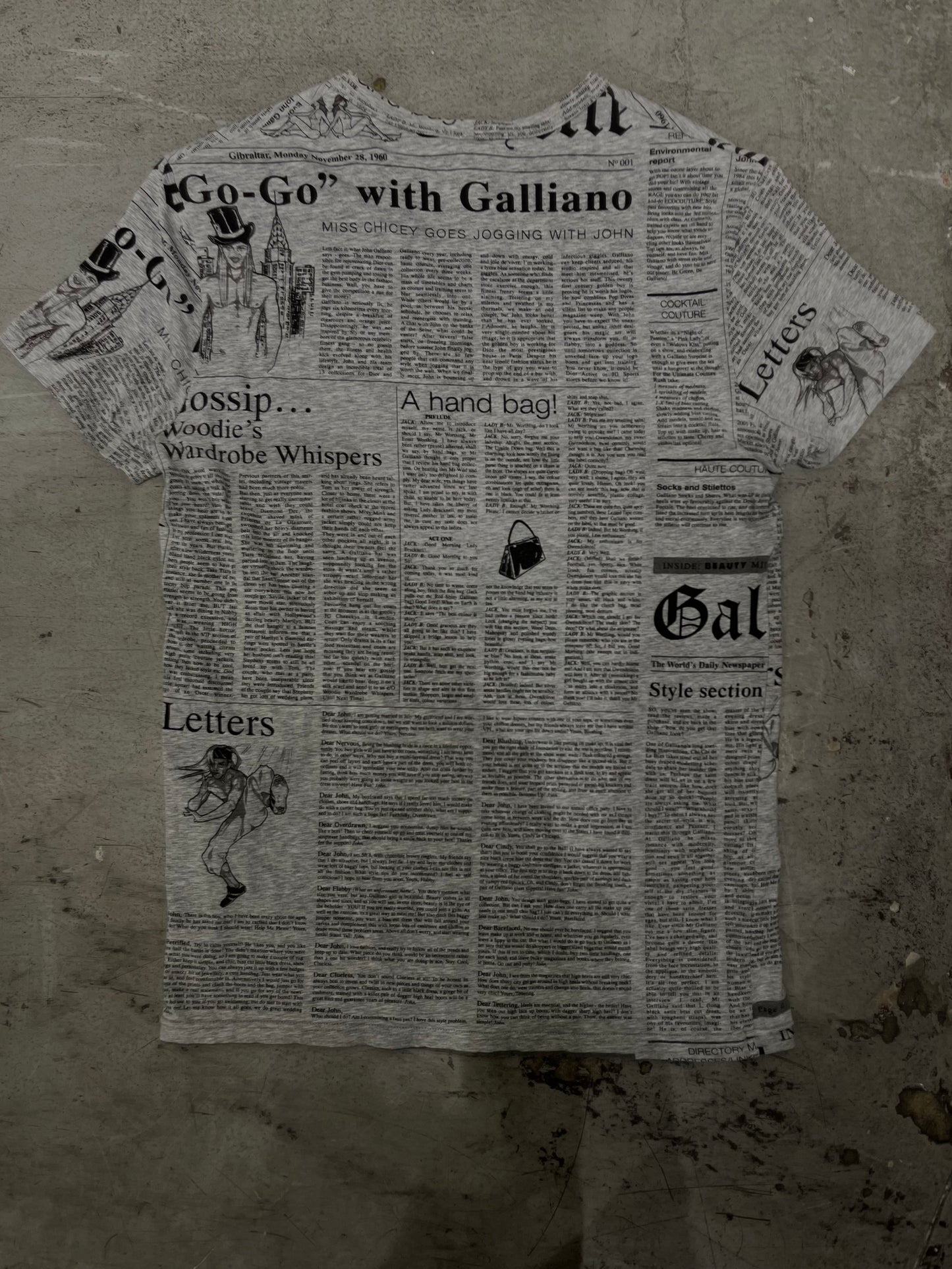 John Galliano Newspaper Print T-Shirt