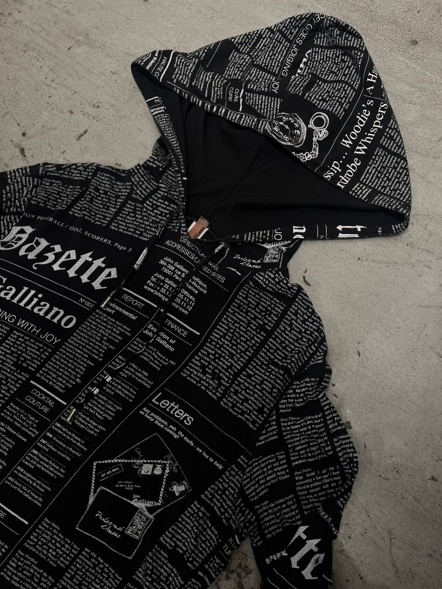 John Galliano Newspaper Hoodie