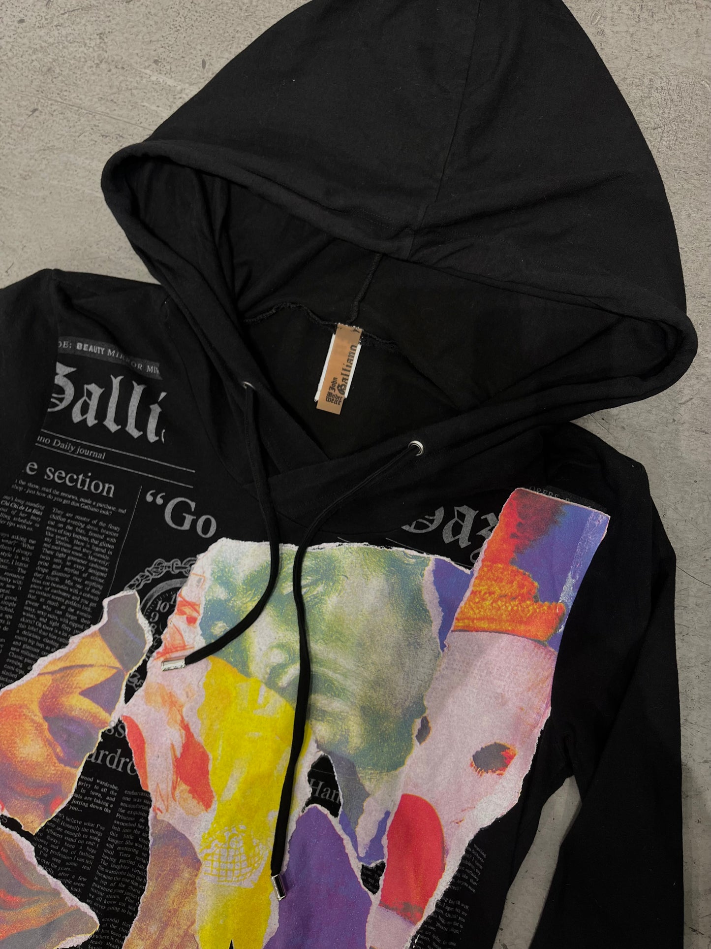 John Galliano Newspaper Print Abstract Hoodie