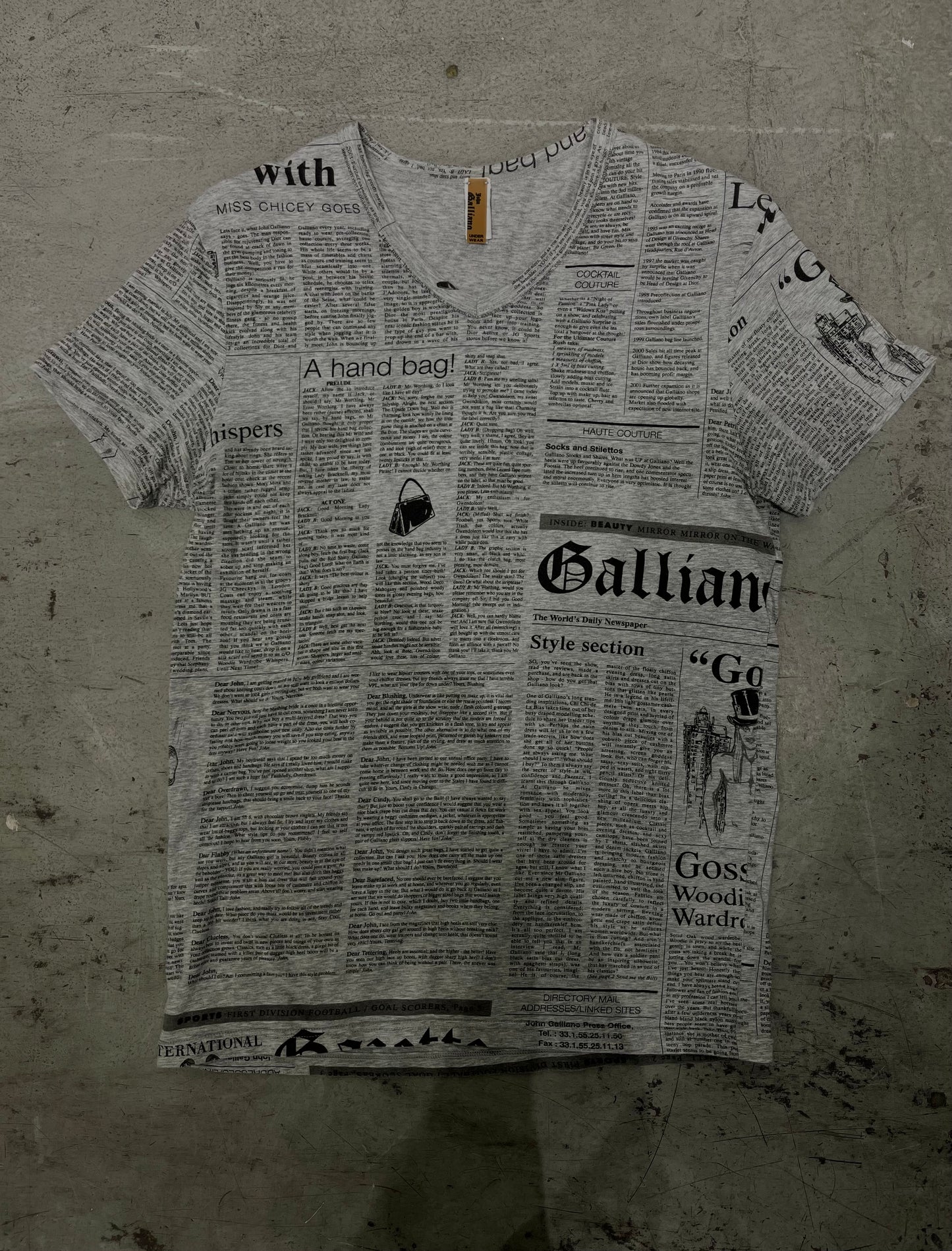 John Galliano Newspaper Print T-Shirt