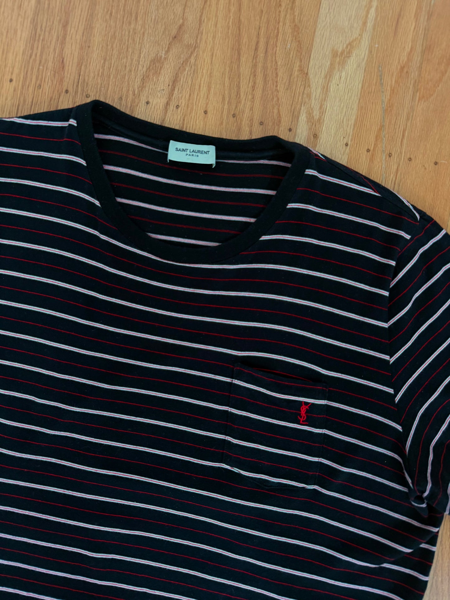SAINT LAURENT SS20 STRIPED POCKET T-SHIRT