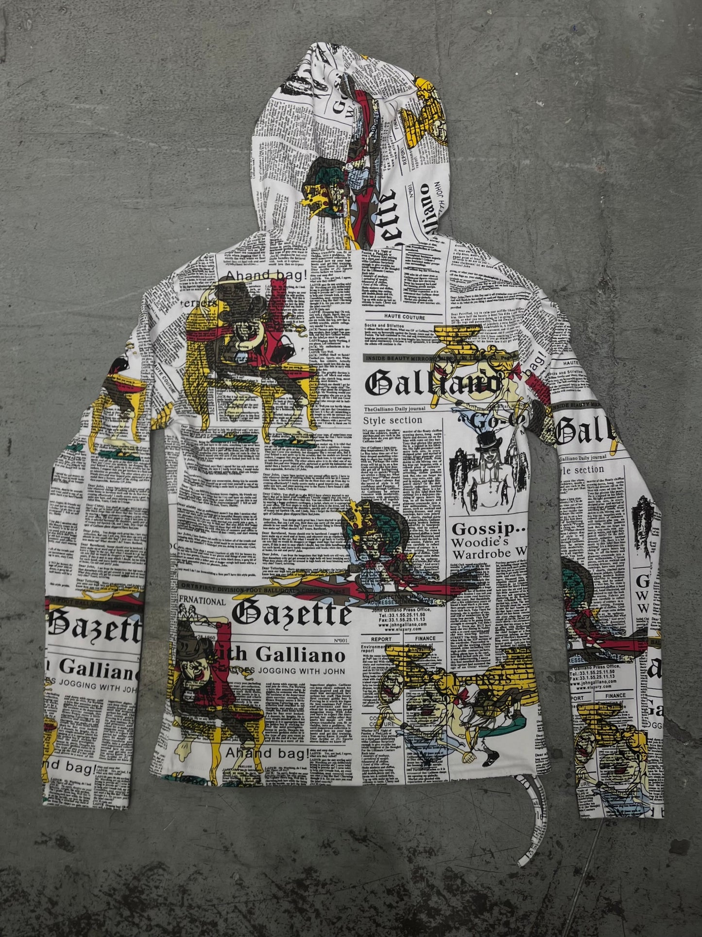 John Galliano Newspaper Print Cartoon Hoodie