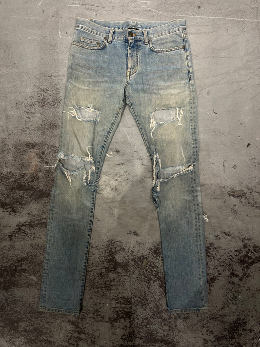 SAINT LAURENT FW14 by Hedi Slimane Distressed Crash D02 Denim