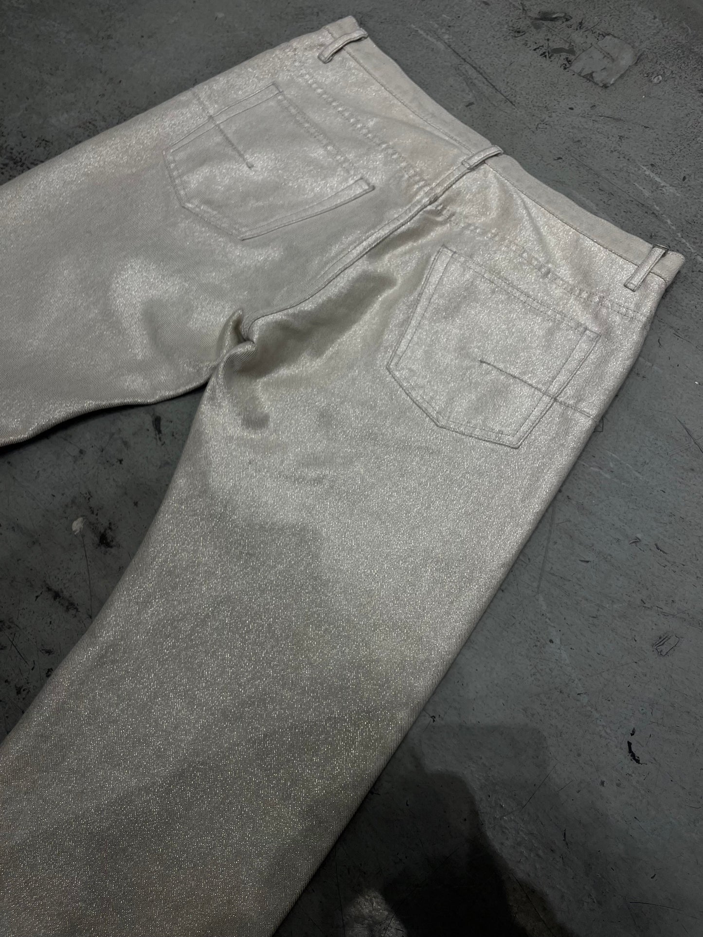Dior SS07 By Hedi Slimane Shiny Silver Jeans