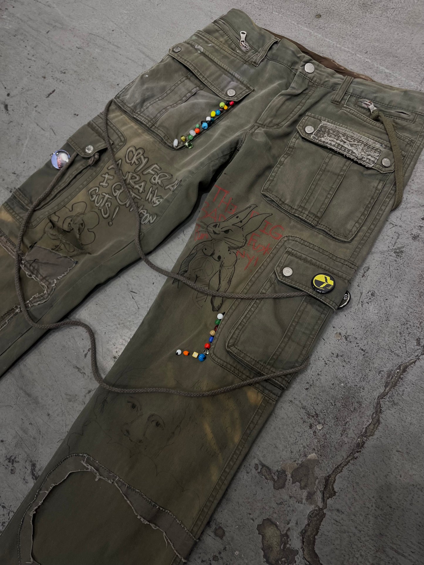 Dolce & Gabbana Bondage Custom Art Cargo Pants