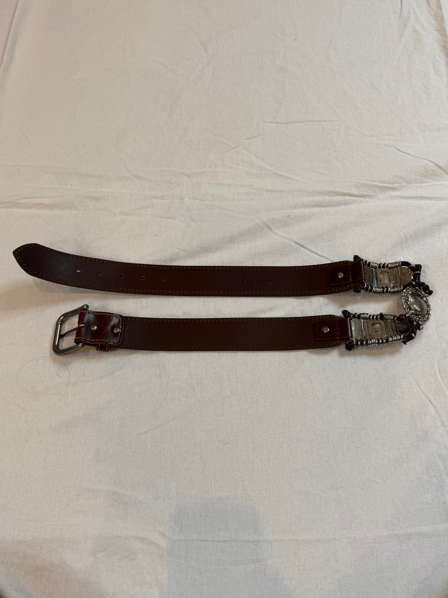 Dolce & Gabbana Western Sliver Calf Leather Belt