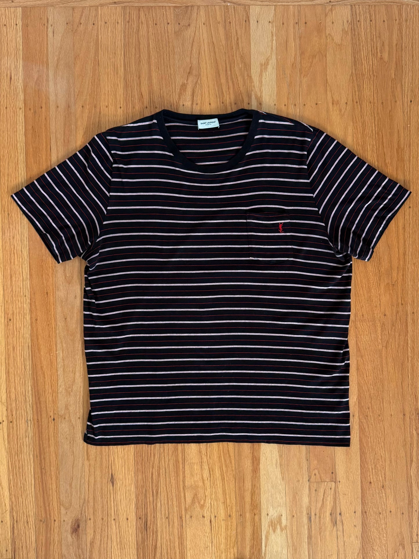 SAINT LAURENT SS20 STRIPED POCKET T-SHIRT