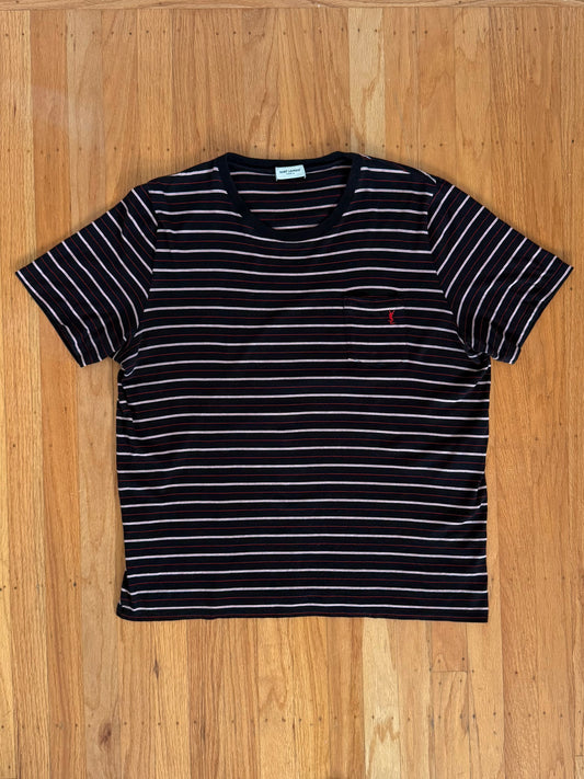 SAINT LAURENT SS20 STRIPED POCKET T-SHIRT