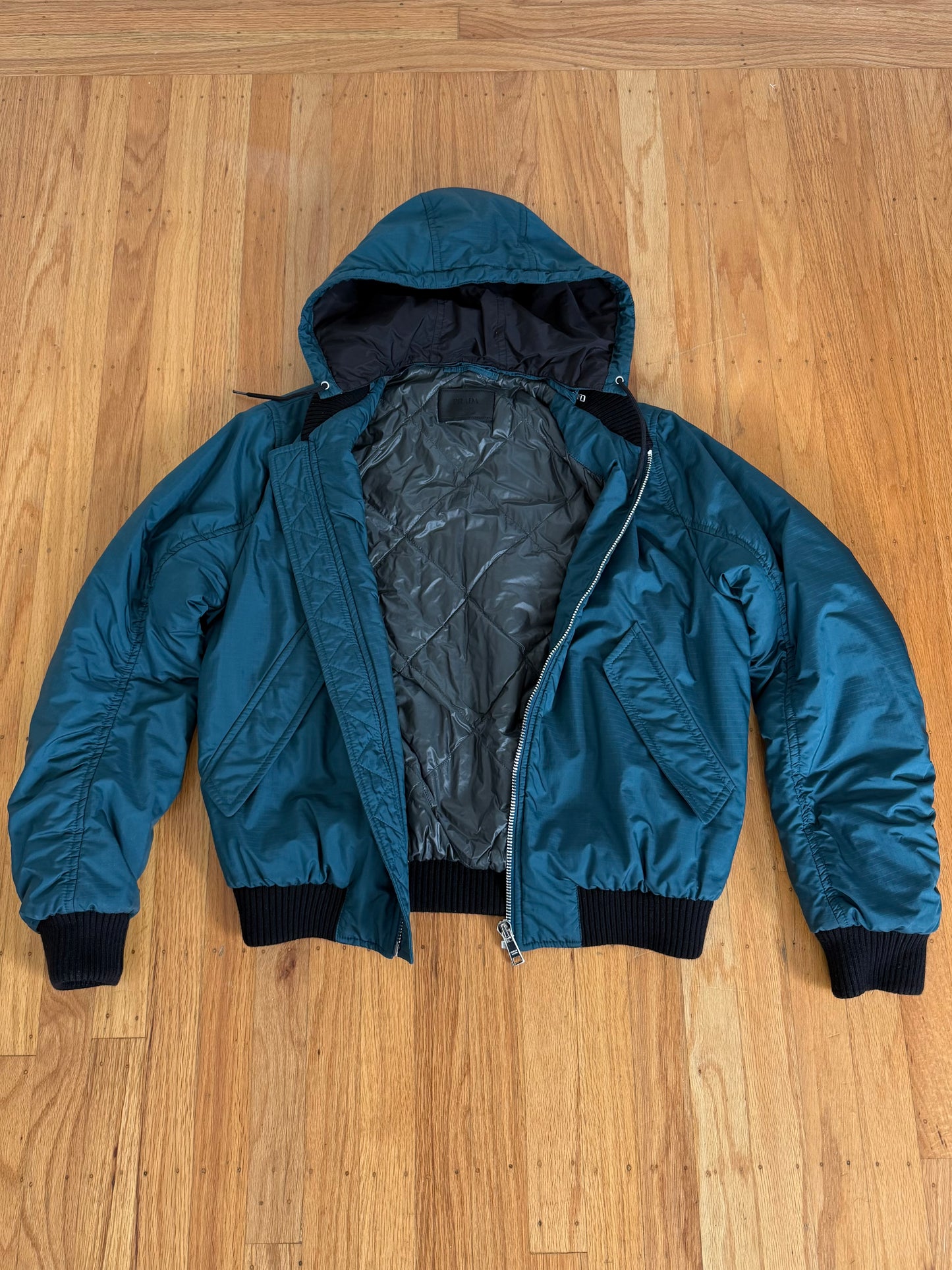 PRADA AW18 HOODED BOMBER JACKET
