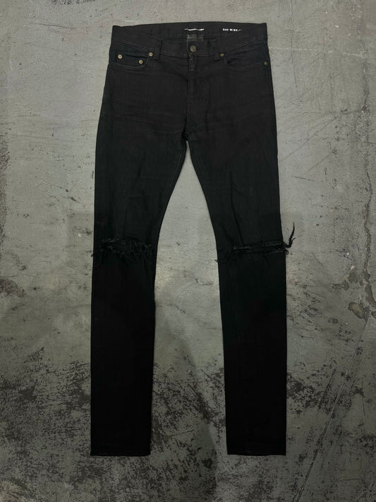 Saint Laurent FW16 by Hedi Slimane Slit Knee Distressed Denim