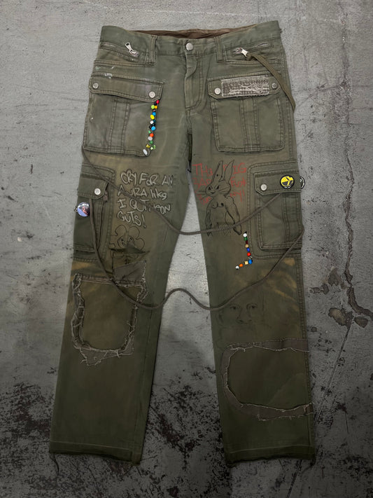 Dolce & Gabbana Bondage Custom Art Cargo Pants