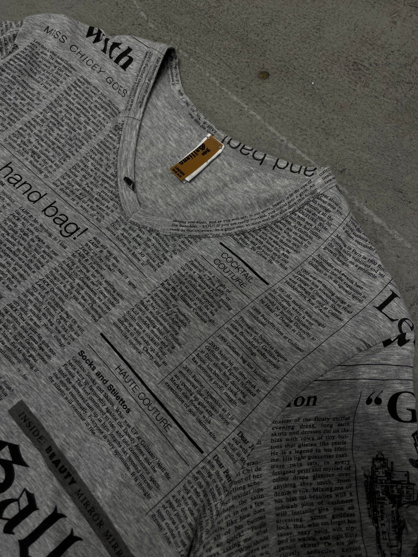 John Galliano Newspaper Print T-Shirt