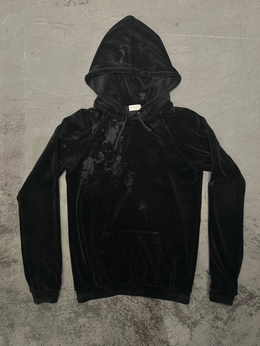 SAINT LAURENT AW18 Distressed Velvet Hoodie