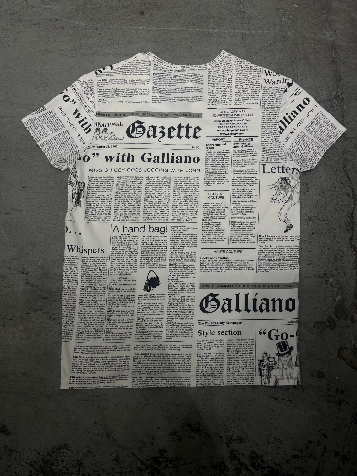John Galliano Newspaper Print T-Shirt